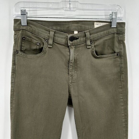 RAG & BONE Women's Army Green Mid Rise Denim Skinny Jeans Size 27 - Picture 3 of 7